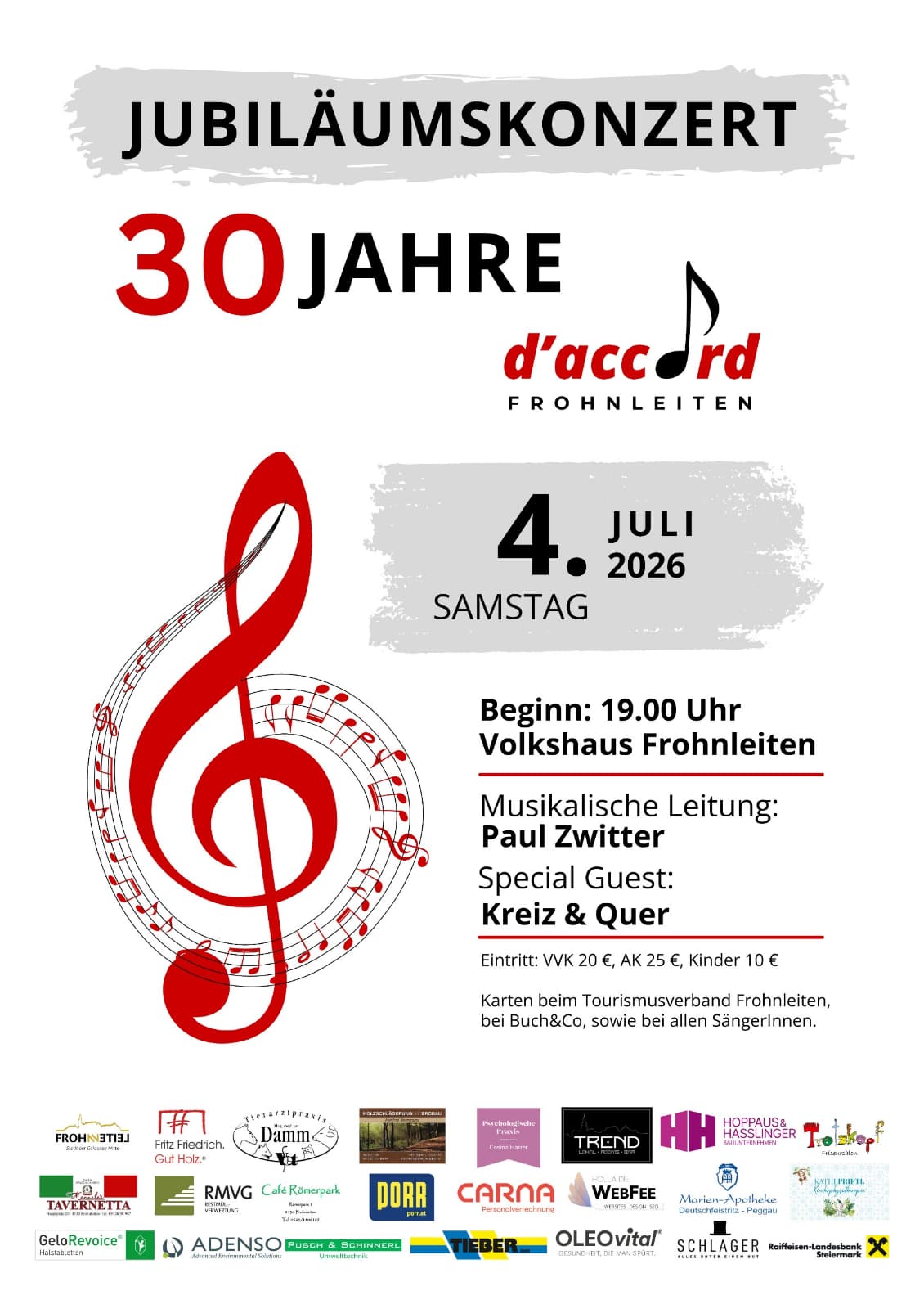 Jubiläumskonzert 30 Jahre d'accord Frohnleiten